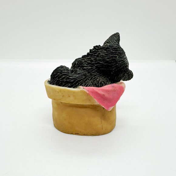 HTF Rare Vintage Tuxedo Cat Dog Bowl Sleeping 90s Cute Pet Lover Resin Painted - Picture 4 of 6